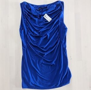 The Limited Rouched Blue Sleeveless Blouse